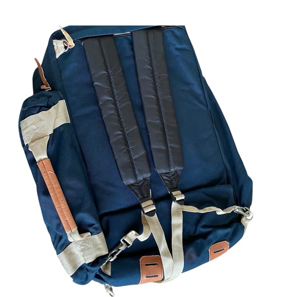 Eastpak Travel Bag Carry On Backpack Zip Off Pack 4-1 Navy Blue Leather Handles - Picture 7 of 15